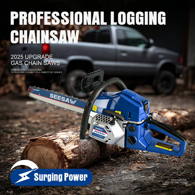 63cc Gas Chainsaw with 20 Inch Bar for Firewood & Yard Work SEESAW 6220CH