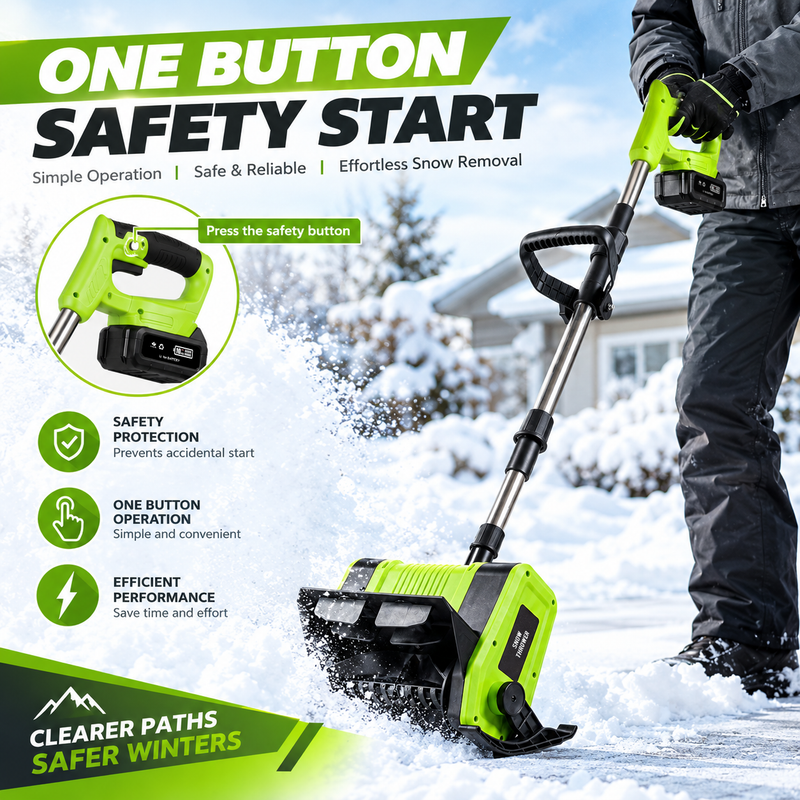 20V Cordless Snow Shovel with Two Batteries, Lightweight Electric Snow Blower with Adjustable Chute, 10-12" Clearing Width for Driveways, Sidewalks & Porches