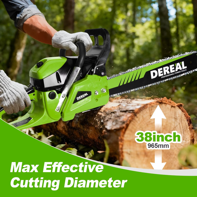 Gas Chainsaws 20 Inch Gas Powered Chainsaw 62CC CS62X-FO 2 Stroke Engine Chain Saw for Cutting Wood Outdoor Garden Farm Home