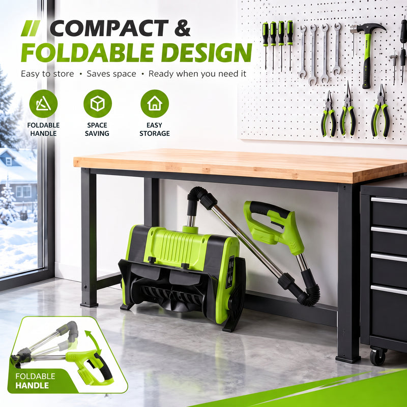 20V Cordless Snow Shovel with Two Batteries, Lightweight Electric Snow Blower with Adjustable Chute, 10-12" Clearing Width for Driveways, Sidewalks & Porches
