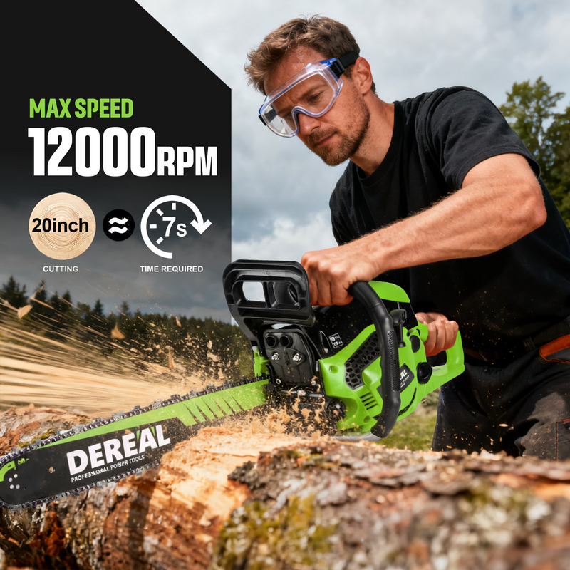 Gas Chainsaws 20 Inch Gas Powered Chainsaw 62CC CS62X-FO 2 Stroke Engine Chain Saw for Cutting Wood Outdoor Garden Farm Home