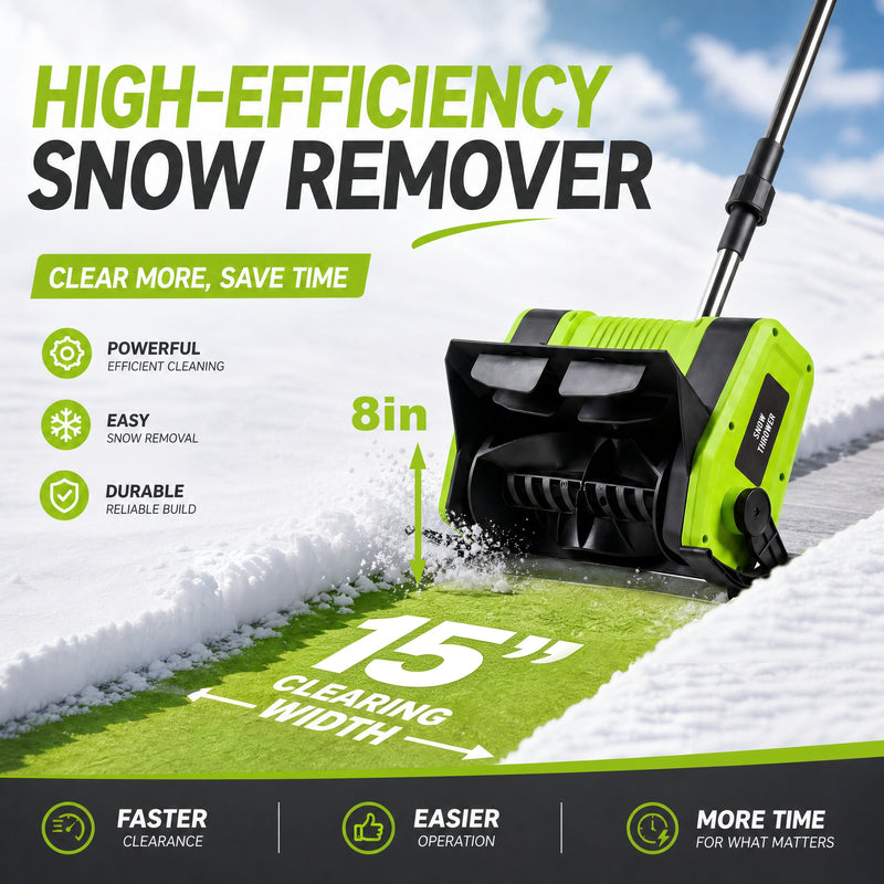 20V Cordless Snow Shovel with Two Batteries, Lightweight Electric Snow Blower with Adjustable Chute, 10-12" Clearing Width for Driveways, Sidewalks & Porches