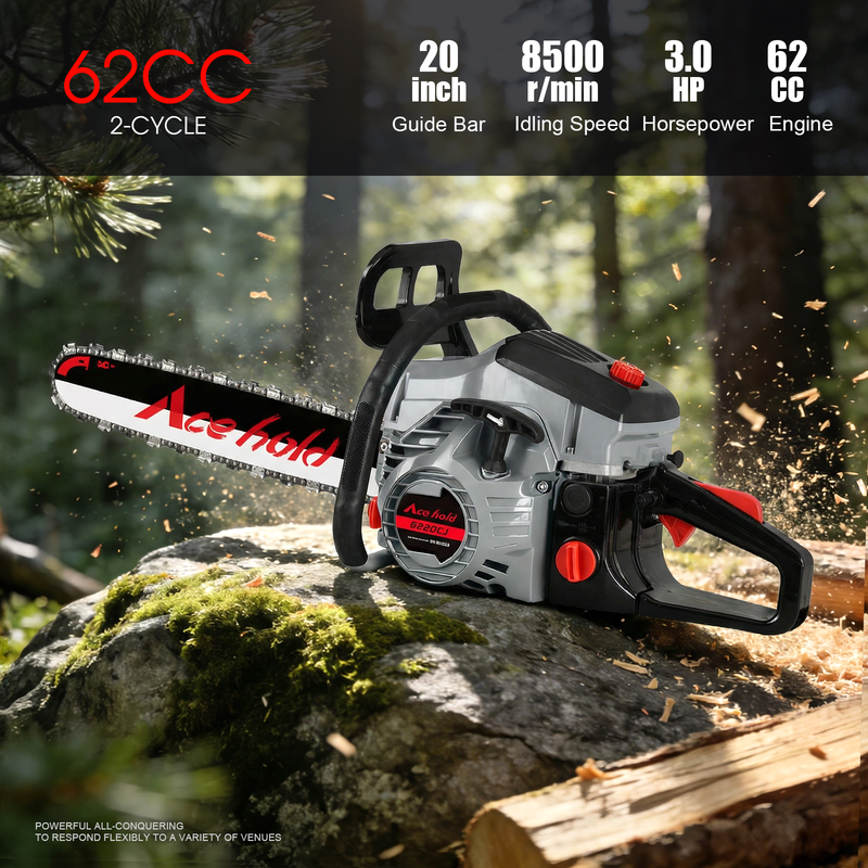 63cc Gas Chainsaw with 20 Inch Bar for Firewood Cutting & Tree Trimming-ACEHOLD