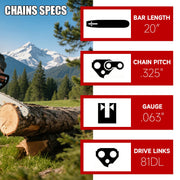 20" Chainsaw Chain .325" .063" 81DL – Fits ST Series, MS 271, MS 291, MS 261 - Chainsawdeck