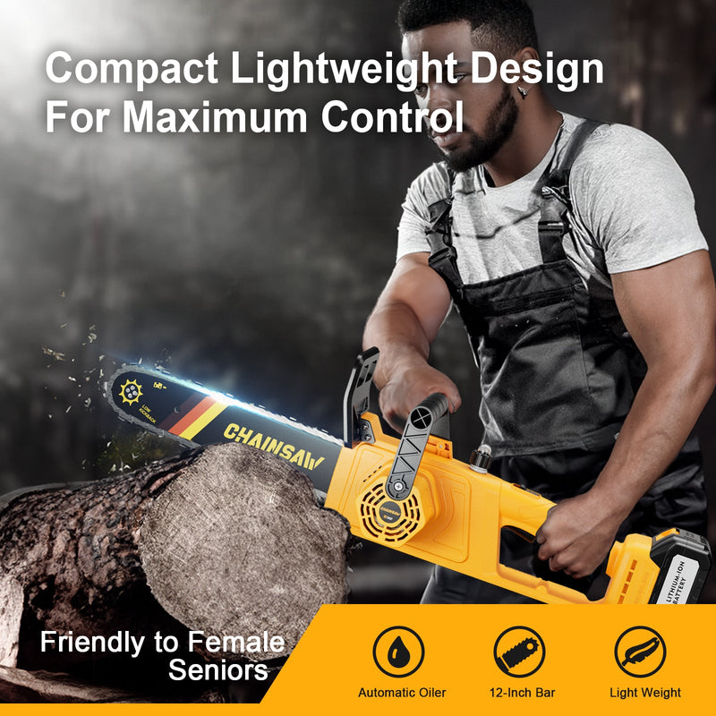25.4cc Gas Chainsaw with 12 Inch Bar for Branch Cutting & Garden Pruning - Chainsawdeck