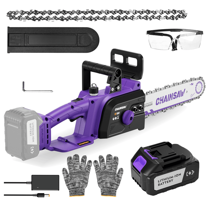 25.4cc Gas Chainsaw with 12 Inch Bar for Branch Cutting & Garden Pruning - Chainsawdeck