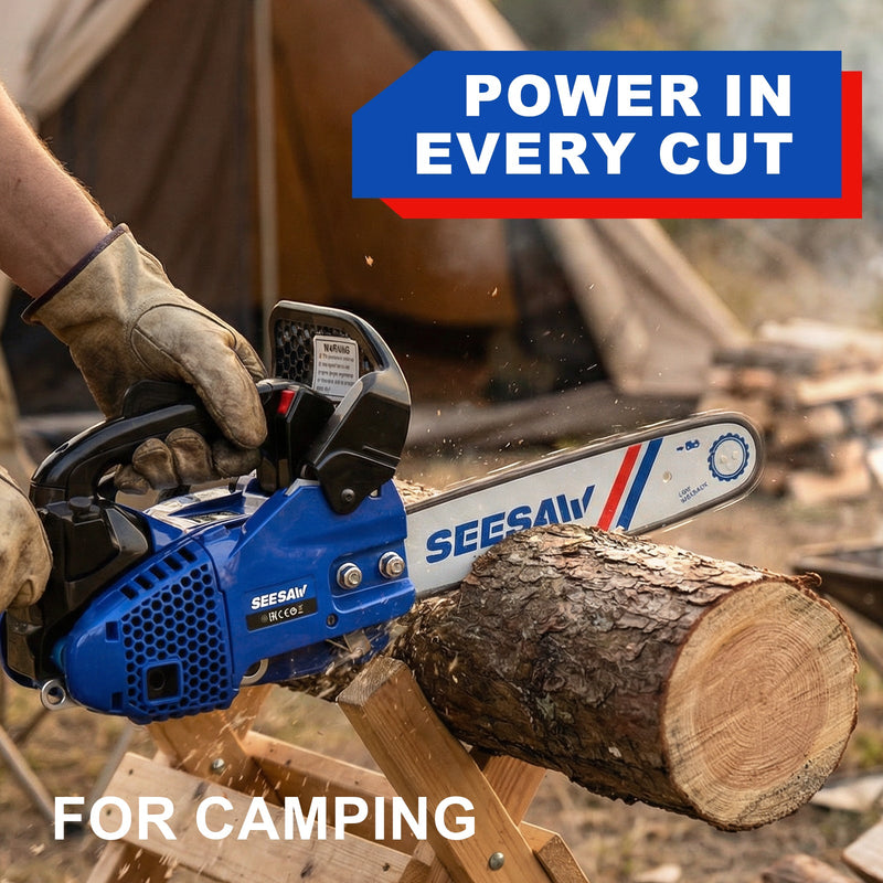 25.4cc Gas Chainsaw with 12 Inch Bar for Branch Cutting & Garden Pruning - SEESAW - Chainsawdeck