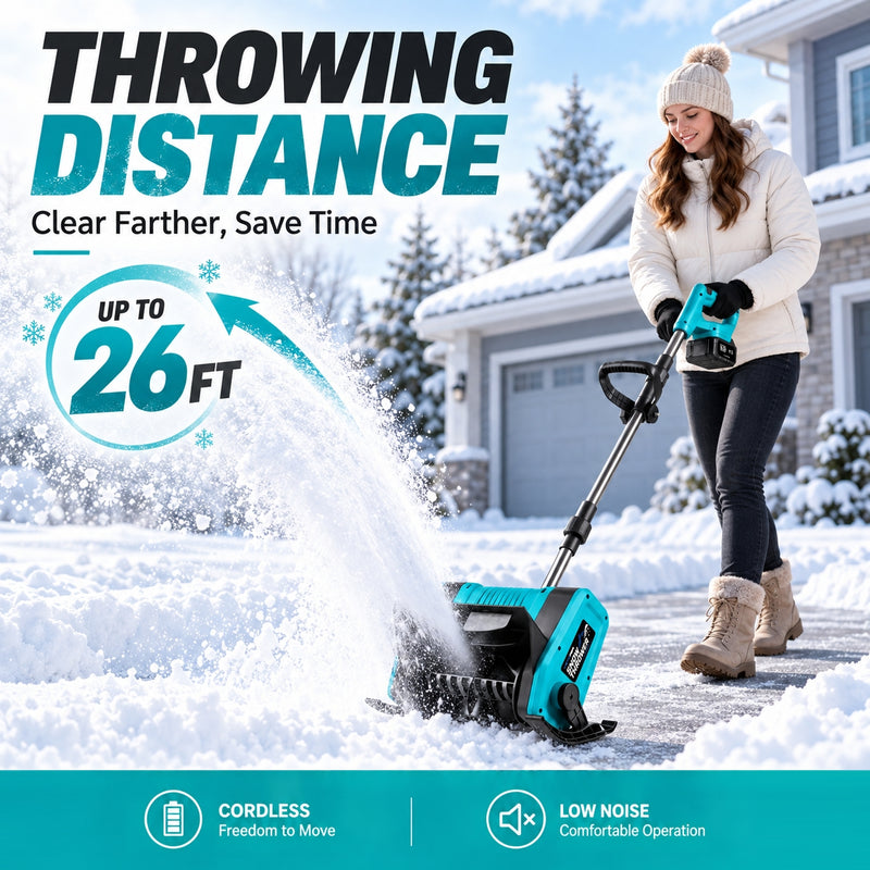 Vetoper Snow Shovel 12 in Clearing Width 20V Battery Powered, Cordless Snow Blower Lightweight 9 lbs Electric Snow Thrower with Adjustable Snow Chute, Ideal for Driveways, Sidewalks & Porches