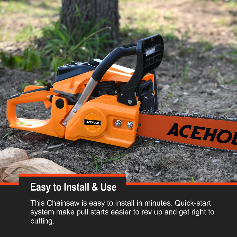 63cc Gas Chainsaw with 20 Inch Bar for Firewood Cutting & Farm Use-ACEHOLD