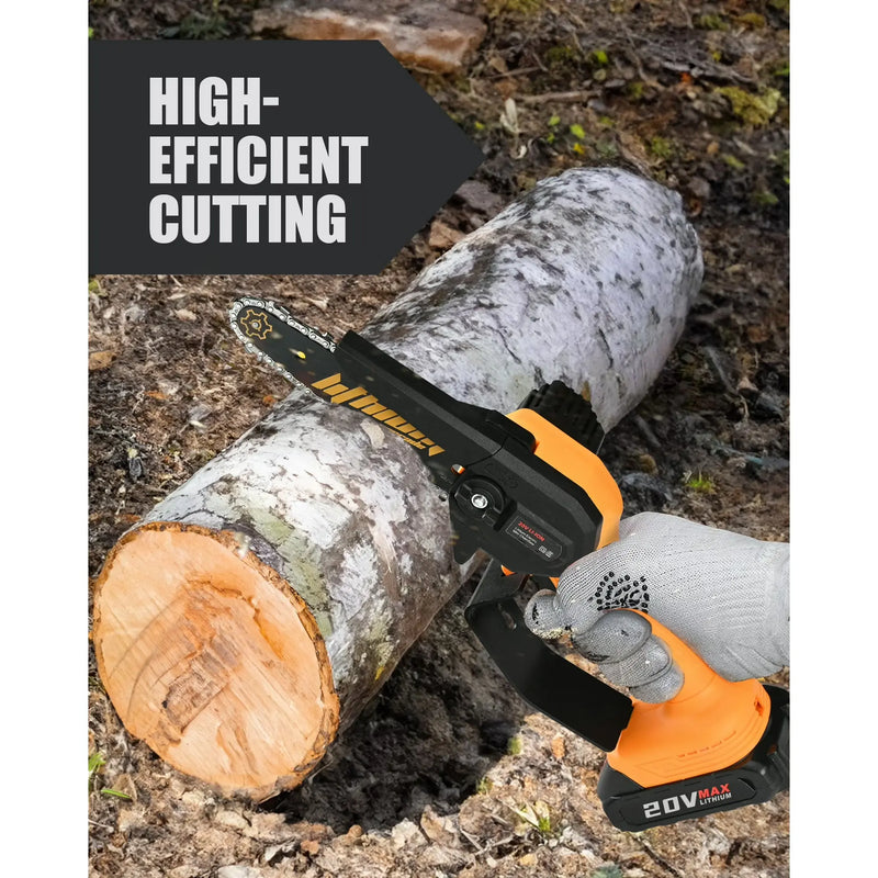 Vetoper Mini Chainsaw 6-inch with 2 Batteries Cordless Handheld Small Chain Saw for Tree Branch Wood Cutting(3 Chains)