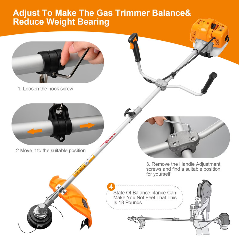 Vetoper 51.7CC 2 Cycle Gas Powered Weed Eater Cordless Brush Cutter Straight Shaft Gas Trimmer