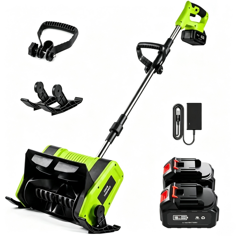 20V Cordless Snow Shovel with Two Batteries, Lightweight Electric Snow Blower with Adjustable Chute, 10-12" Clearing Width for Driveways, Sidewalks & Porches
