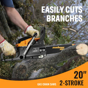 55cc Gas Chainsaw with 20 Inch Bar for Firewood Cutting & Yard Work - SALEMMASLER - Chainsawdeck