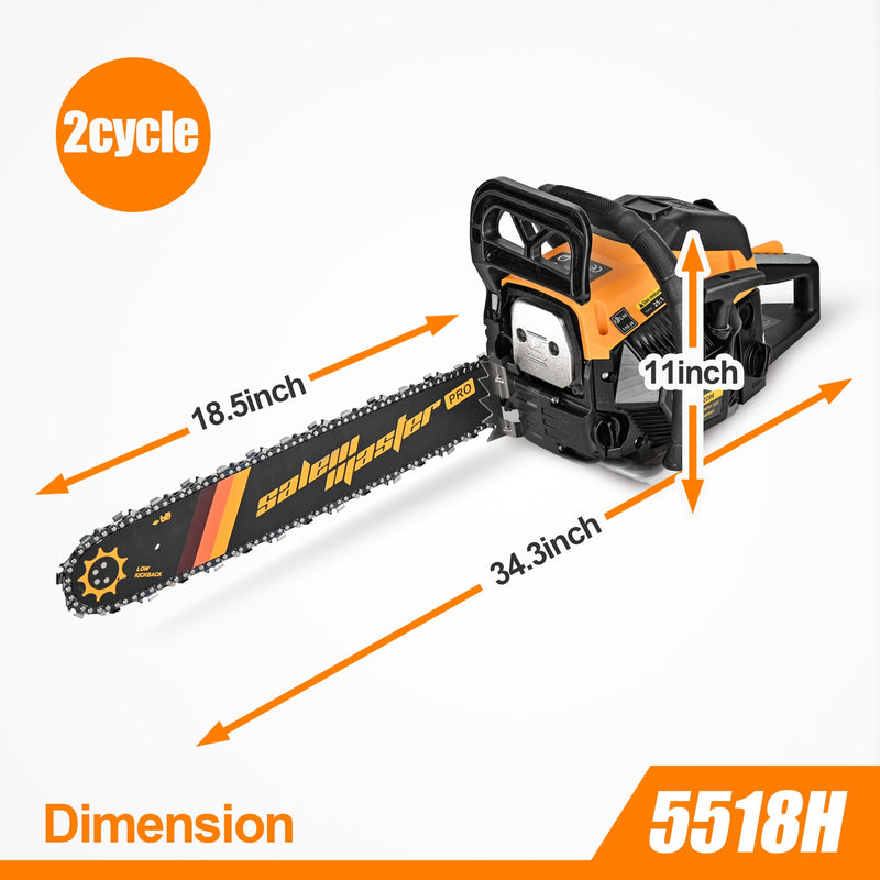 55cc Gas Chainsaw with 20 Inch Bar for Firewood Cutting & Yard Work - SALEMMASLER - Chainsawdeck