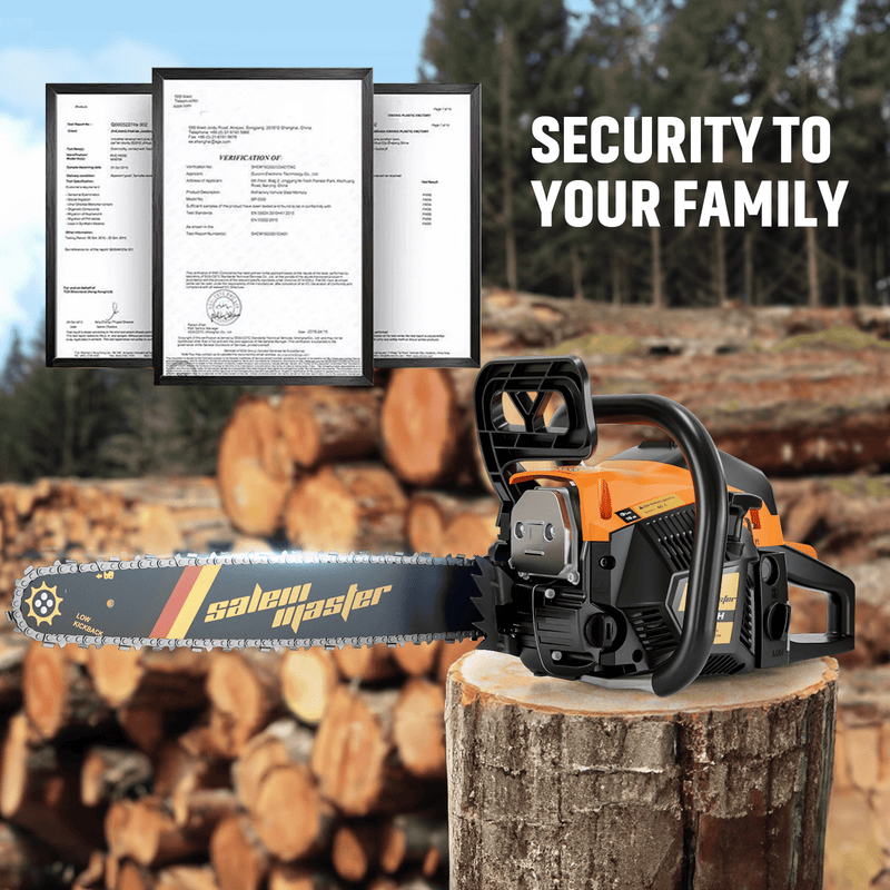 55cc Gas Chainsaw with 20 Inch Bar for Firewood Cutting & Yard Work - SALEMMASLER - Chainsawdeck