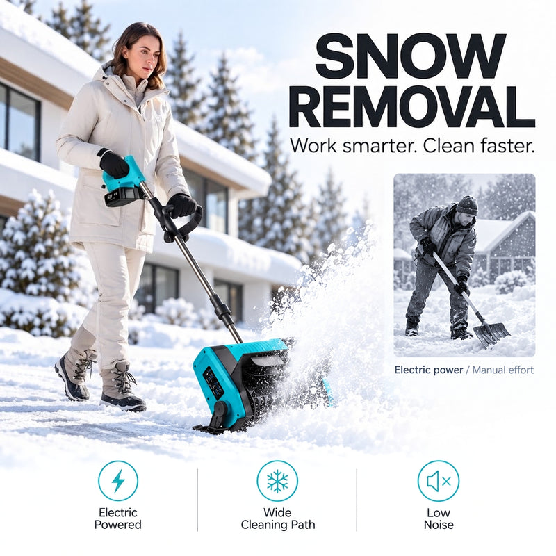Vetoper Snow Shovel 12 in Clearing Width 20V Battery Powered, Cordless Snow Blower Lightweight 9 lbs Electric Snow Thrower with Adjustable Snow Chute, Ideal for Driveways, Sidewalks & Porches