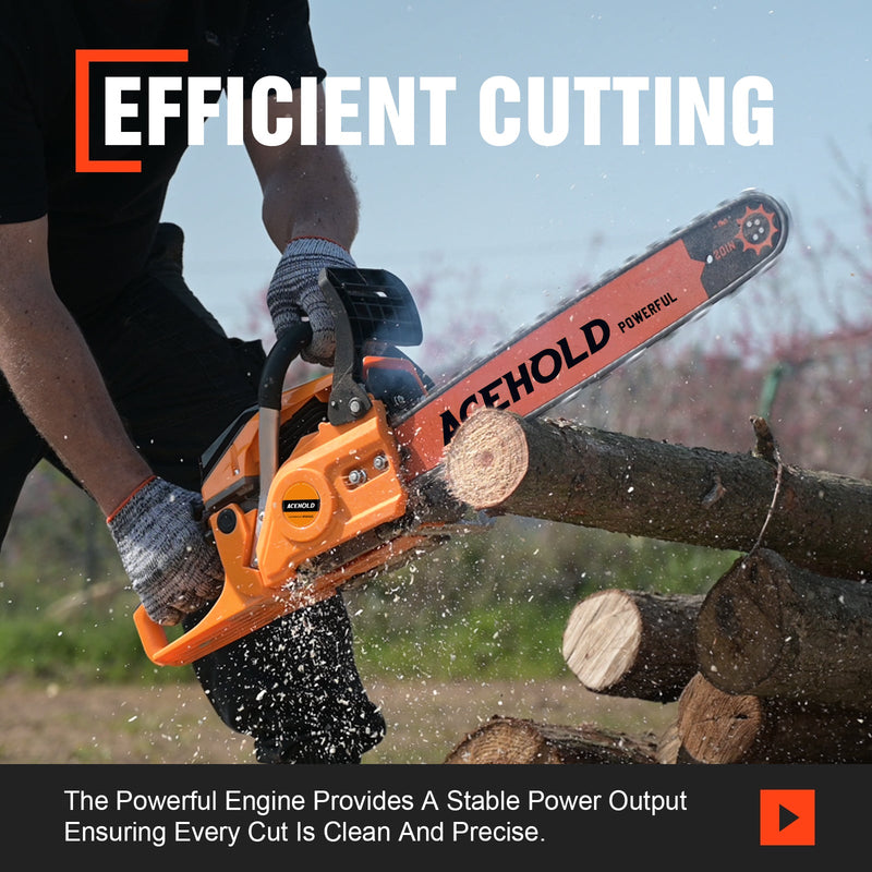 63cc Gas Chainsaw with 20 Inch Bar for Firewood Cutting & Farm Use - ACEHOLD - Chainsawdeck