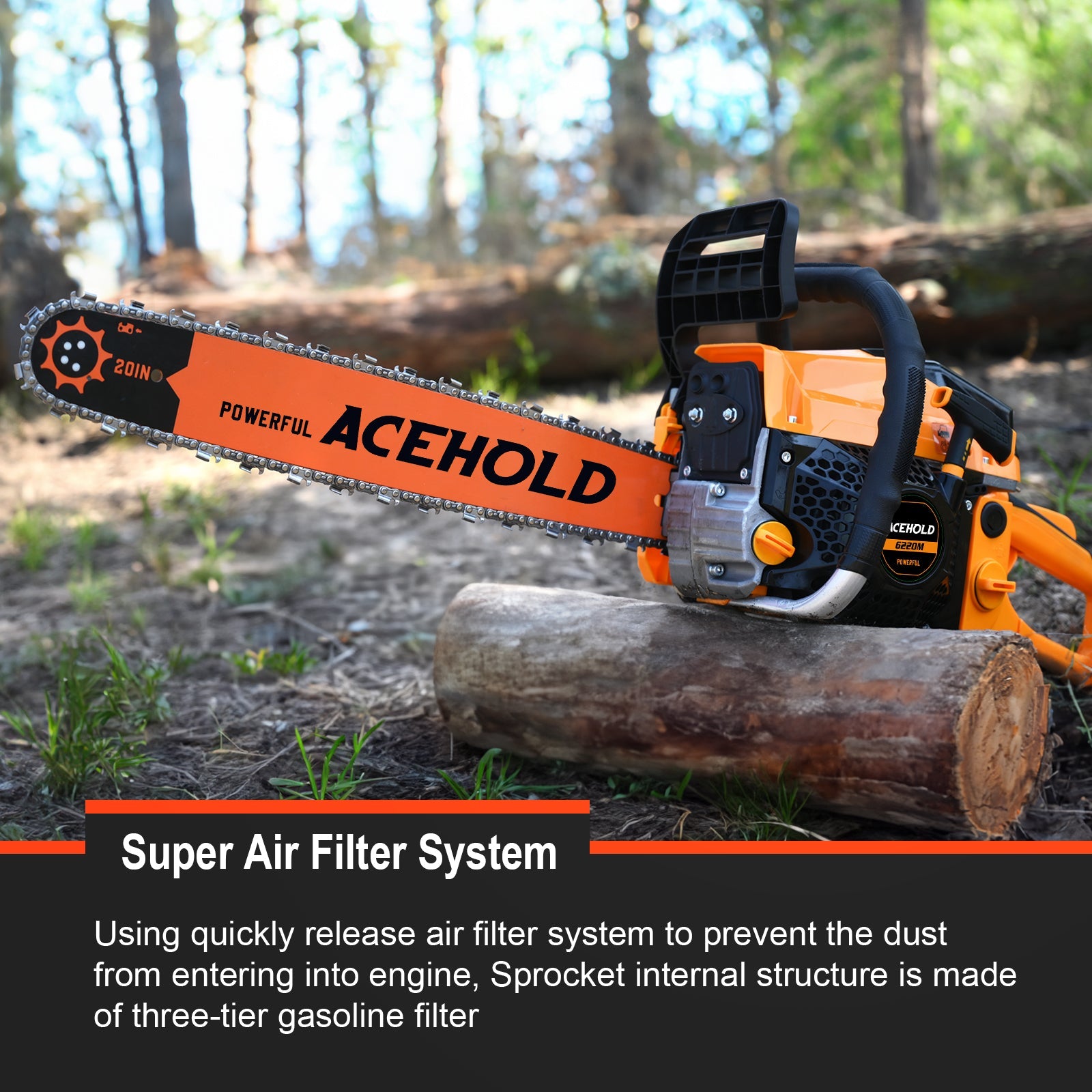 63cc Gas Chainsaw 20 Inch 2.1kW for Firewood Cutting, Farm Work