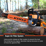 63cc Gas Chainsaw with 20 Inch Bar for Firewood Cutting & Farm Use - ACEHOLD - Chainsawdeck