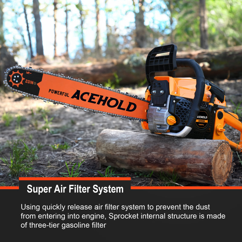 63cc Gas Chainsaw with 20 Inch Bar for Firewood Cutting & Farm Use - ACEHOLD - Chainsawdeck