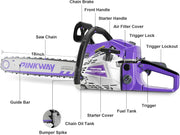 63cc Gas Chainsaw with 20 Inch Bar for Firewood Cutting & Farm Work - PINKWAY - Chainsawdeck