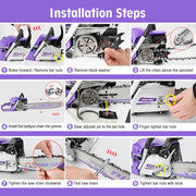 63cc Gas Chainsaw with 20 Inch Bar for Firewood Cutting & Farm Work - PINKWAY - Chainsawdeck