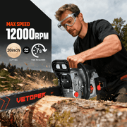 63cc Gas Chainsaw with 20 Inch Bar for Firewood Cutting & Garden Work - VETOPER - Chainsawdeck