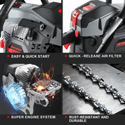 63cc Gas Chainsaw with 20 Inch Bar for Firewood Cutting & Garden Work - VETOPER - Chainsawdeck