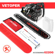 63cc Gas Chainsaw with 20 Inch Bar for Firewood Cutting & Garden Work - VETOPER - Chainsawdeck