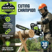 63cc Gas Chainsaw with 20 Inch Bar for Firewood Cutting & Outdoor Farm Work - SEESAW - Chainsawdeck