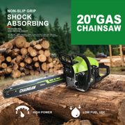 63cc Gas Chainsaw with 20 Inch Bar for Firewood Cutting & Outdoor Farm Work - SEESAW - Chainsawdeck