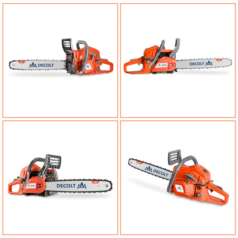 63cc Gas Chainsaw with 20 Inch Bar for Firewood Cutting & Outdoor Property Work - DECOLT - Chainsawdeck