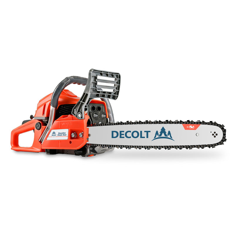 63cc Gas Chainsaw with 20 Inch Bar for Firewood Cutting & Outdoor Property Work - DECOLT - Chainsawdeck