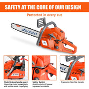 63cc Gas Chainsaw with 20 Inch Bar for Firewood Cutting & Outdoor Property Work - DECOLT - Chainsawdeck
