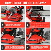 63cc Gas Chainsaw with 20 Inch Bar for Firewood Cutting & Property Work - ACEHOLD - Chainsawdeck