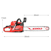 63cc Gas Chainsaw with 20 Inch Bar for Firewood Cutting & Property Work - ACEHOLD - Chainsawdeck