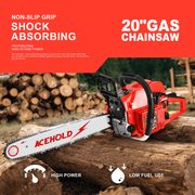 63cc Gas Chainsaw with 20 Inch Bar for Firewood Cutting & Property Work - ACEHOLD - Chainsawdeck