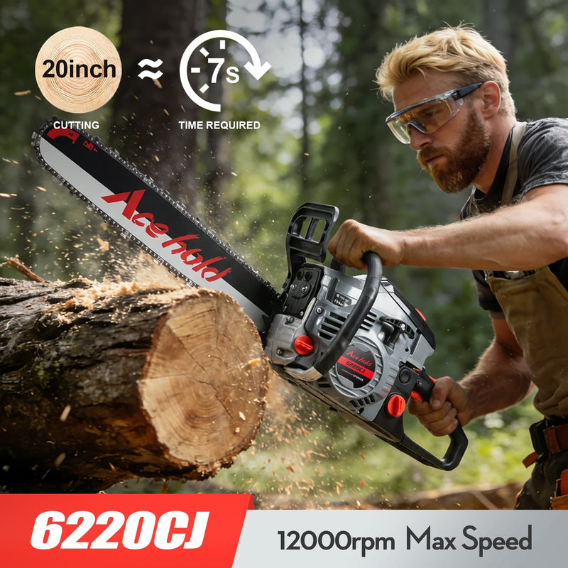 63cc Gas Chainsaw with 20 Inch Bar for Firewood Cutting & Tree Trimming - ACEHOLD - Chainsawdeck