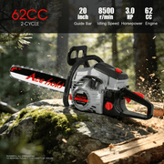 63cc Gas Chainsaw with 20 Inch Bar for Firewood Cutting & Tree Trimming - ACEHOLD - Chainsawdeck