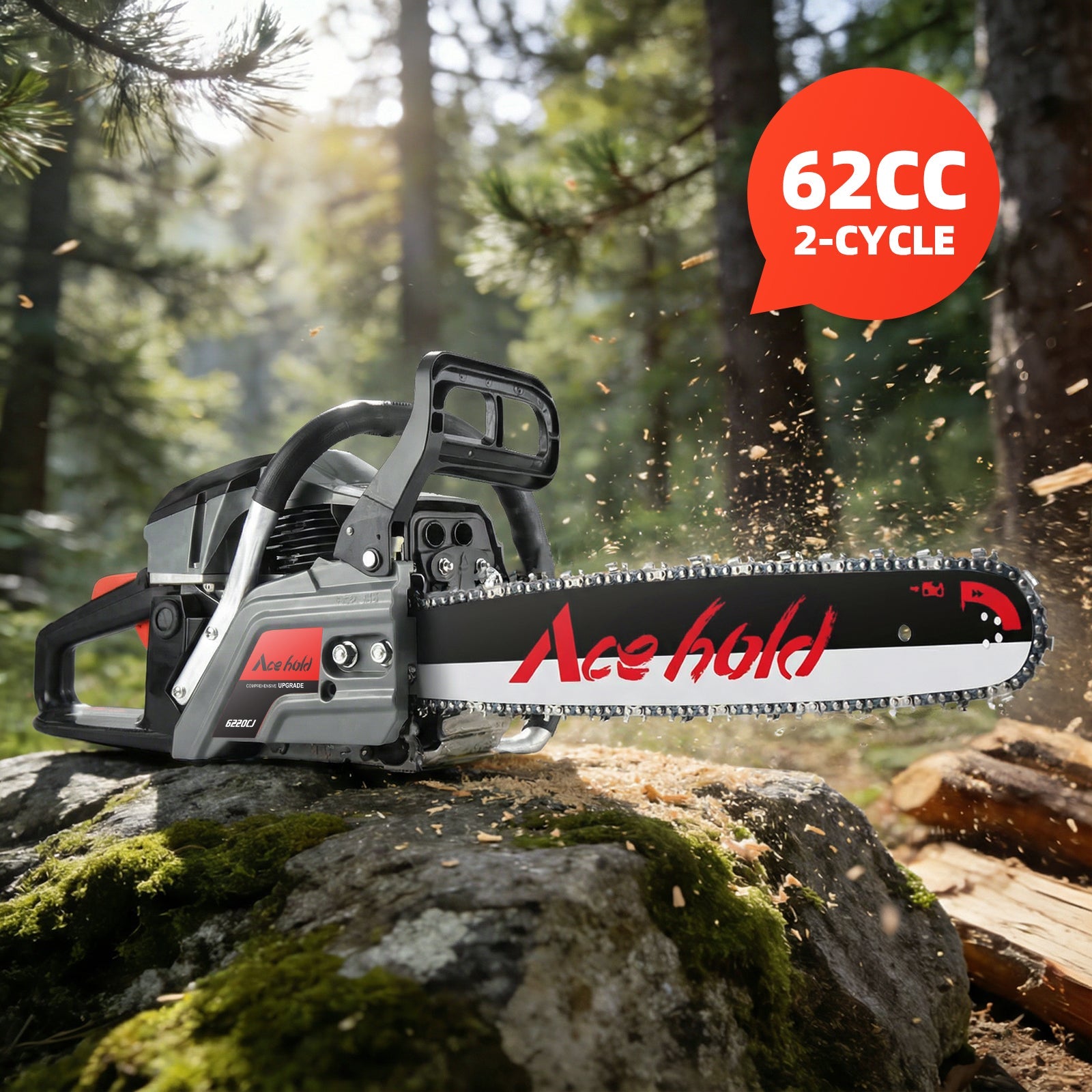 63cc Gas Chainsaw with 20 Inch Bar for Firewood Cutting & Tree