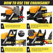 63cc Gas Chainsaw with 20 Inch Bar for Firewood Cutting & Tree Work - PINKWAY - Chainsawdeck