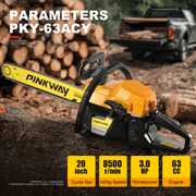 63cc Gas Chainsaw with 20 Inch Bar for Firewood Cutting & Tree Work - PINKWAY - Chainsawdeck