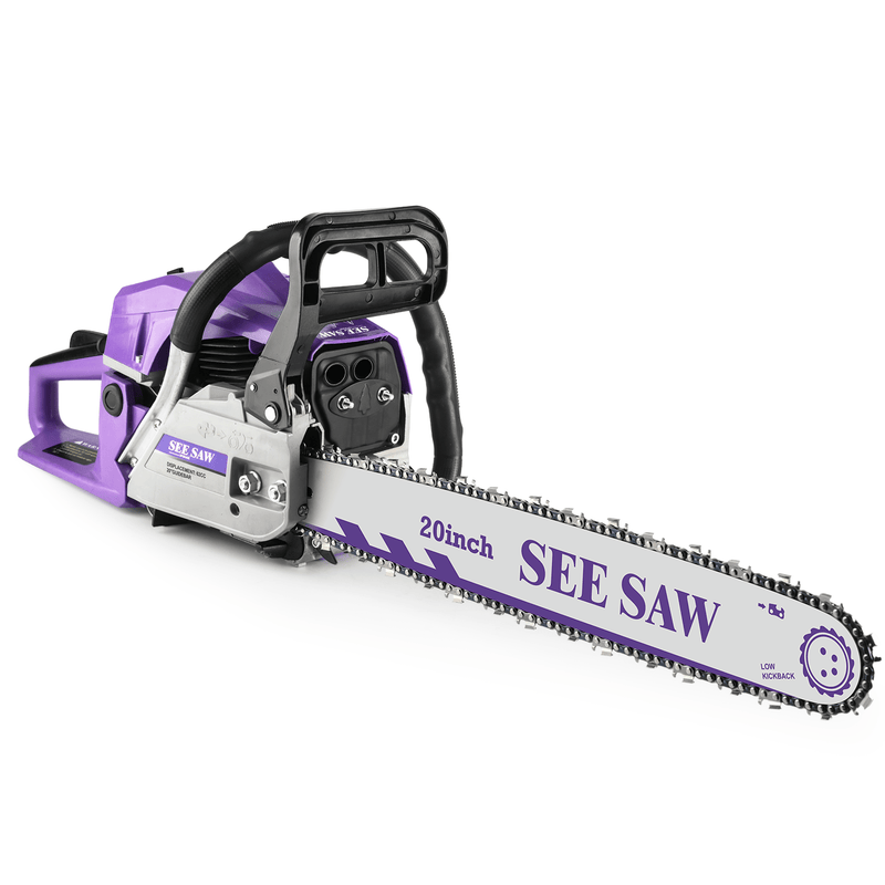 63cc Gas Chainsaw with 20 Inch Bar for Firewood Cutting & Yard Maintenance - SEESAW - Chainsawdeck