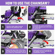 63cc Gas Chainsaw with 20 Inch Bar for Firewood Cutting & Yard Maintenance - SEESAW - Chainsawdeck