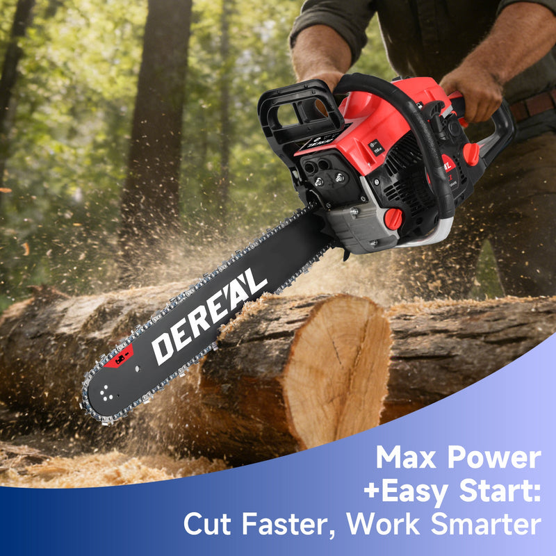 63cc Gas Chainsaw with 20 Inch Bar for Tree Cutting & Property Maintenance - DEREAL - Chainsawdeck