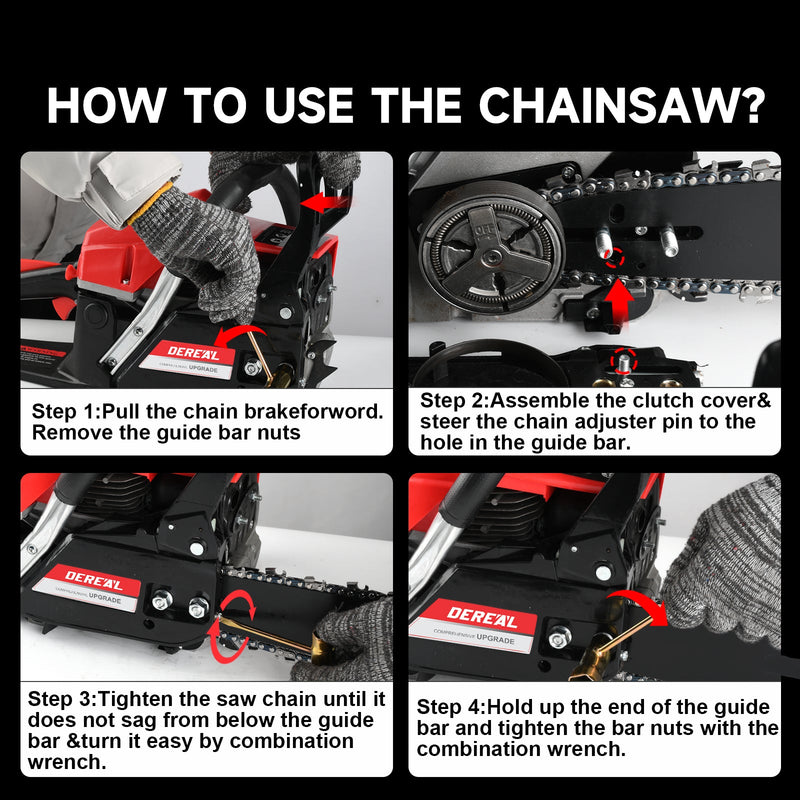 63cc Gas Chainsaw with 20 Inch Bar for Tree Cutting & Property Maintenance - DEREAL - Chainsawdeck