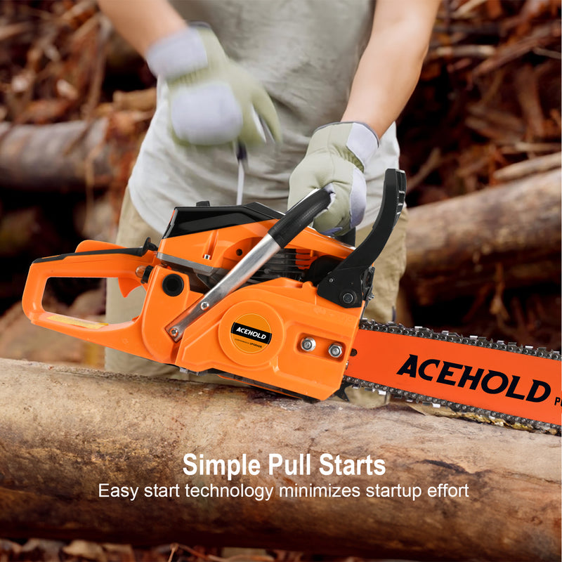 63cc Gas Chainsaw with 20 Inch Bar for Firewood Cutting & Farm Use-ACEHOLD