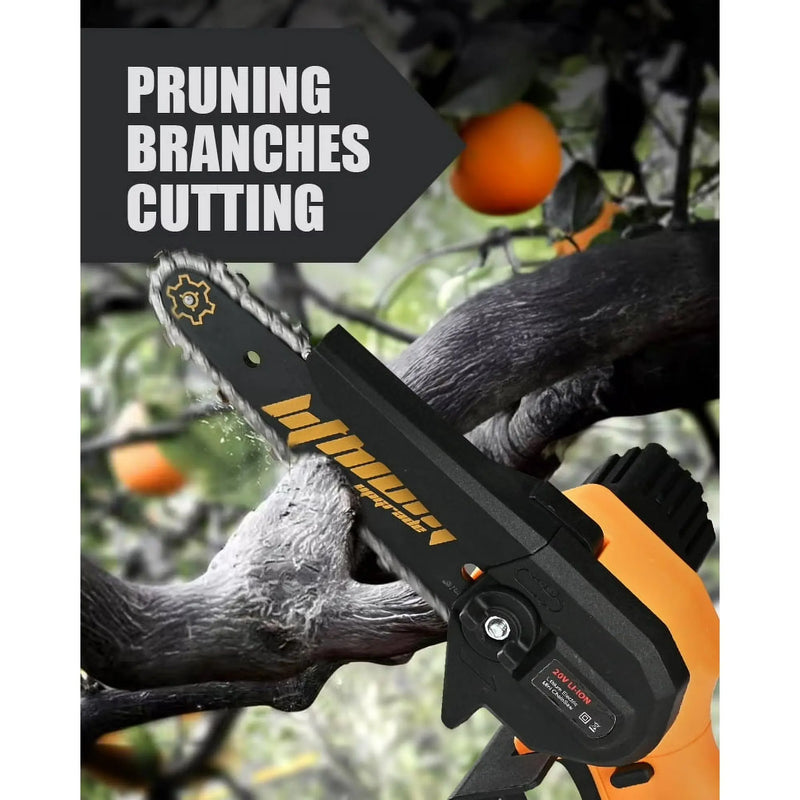 Vetoper Mini Chainsaw 6-inch with 2 Batteries Cordless Handheld Small Chain Saw for Tree Branch Wood Cutting(3 Chains)