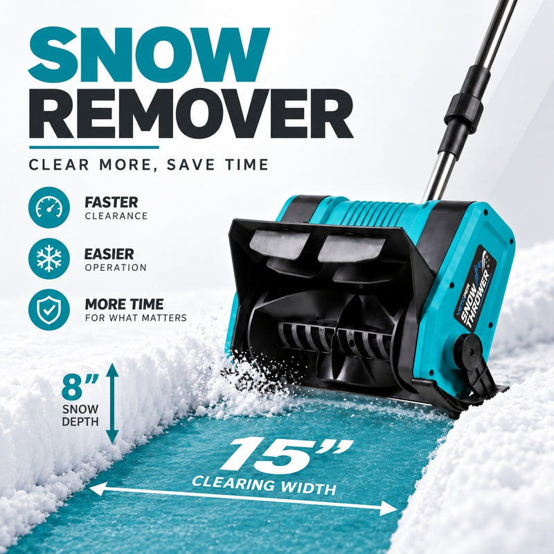 Vetoper Snow Shovel 12 in Clearing Width 20V Battery Powered, Cordless Snow Blower Lightweight 9 lbs Electric Snow Thrower with Adjustable Snow Chute, Ideal for Driveways, Sidewalks & Porches