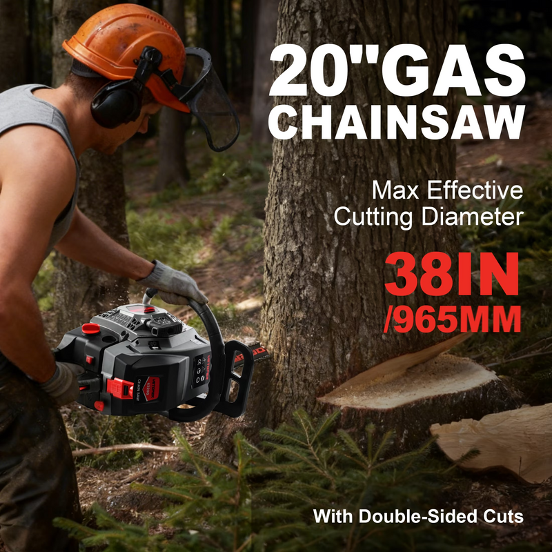 Vetoper Gas Chainsaw 62CC 2 Stroke Handed Petrol Gasoline Powered Chain Saw 6220G with Two Bars (18in+20in)